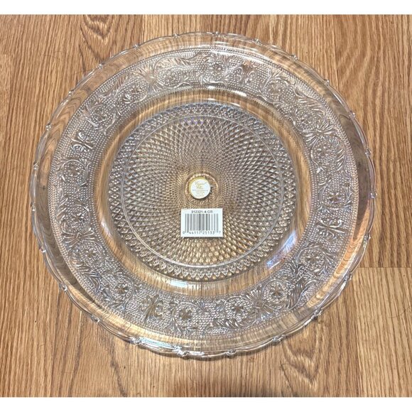 12" Crystal Clear Trellis Glass Platter/Charger Round Decorative Plate NWOB - Picture 1 of 10